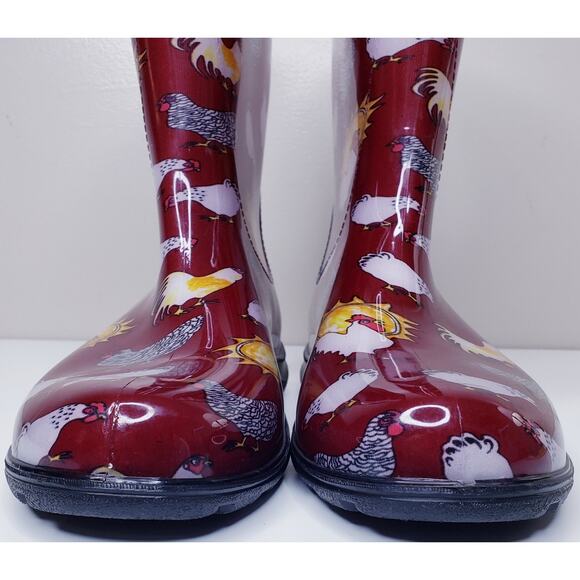 SLOGGERS Fashion Rain Garden Mid-Calf Boots Chicken Print Waterproof Women's 9 - Picture 9 of 15